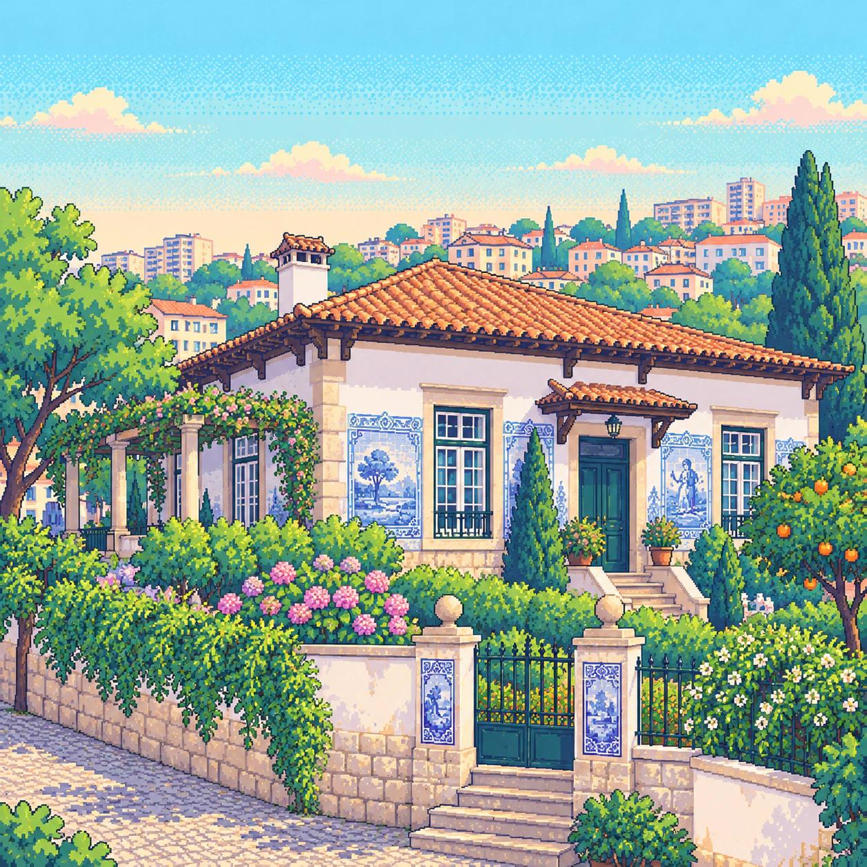 Ilustración en pixel art de Amadora