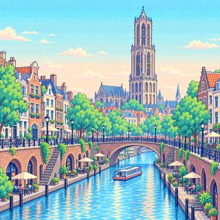 Pixel-art illustration of Utrecht