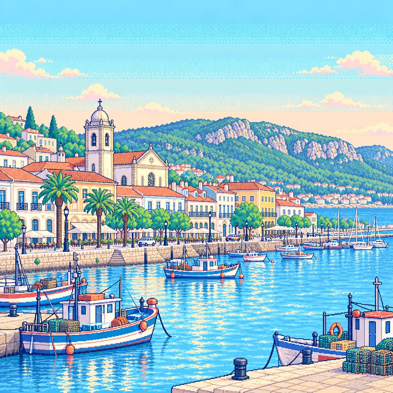Ilustração em pixel art de Setúbal