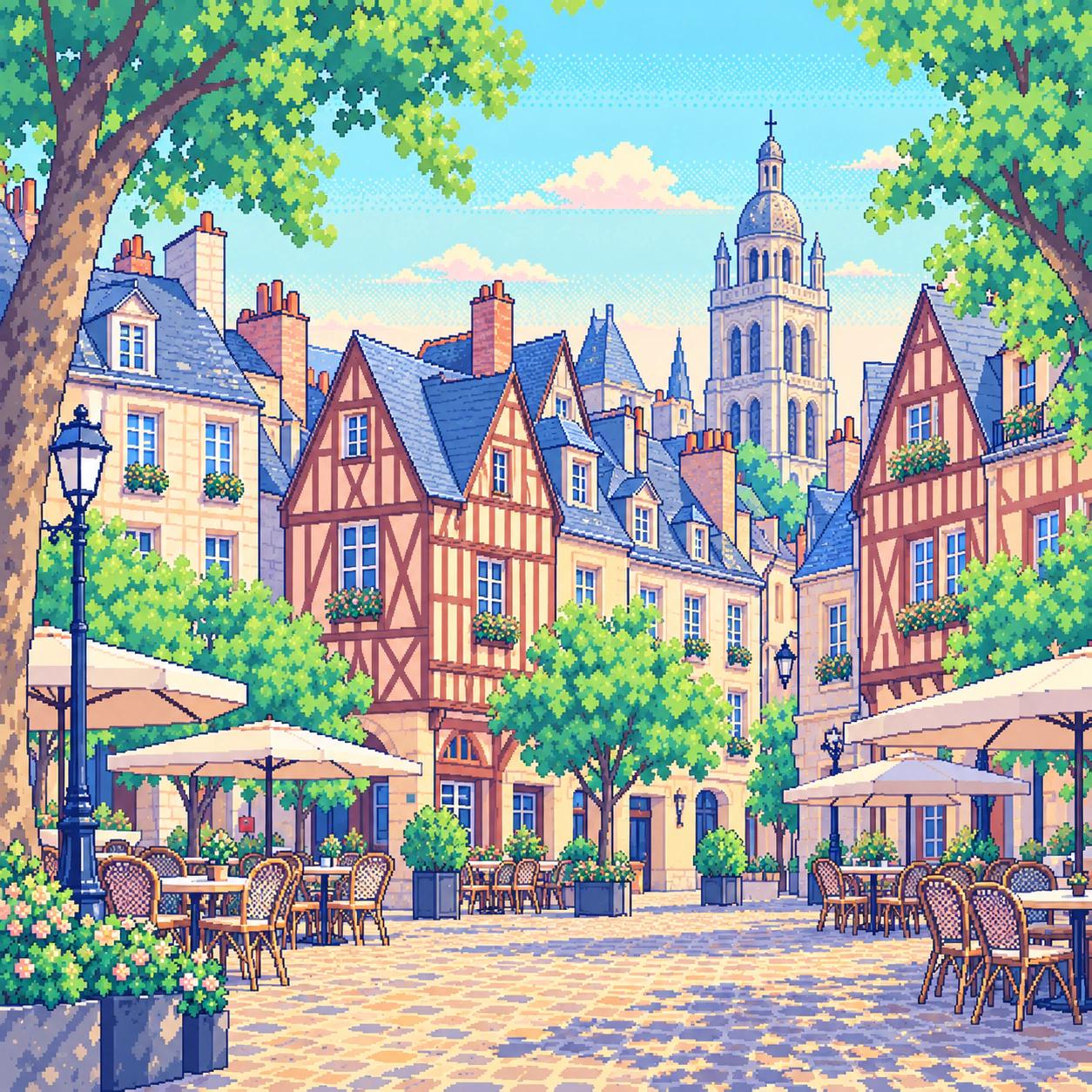 Pixel-art illustration of Tours