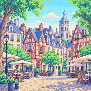 Pixel-art illustration of Tours
