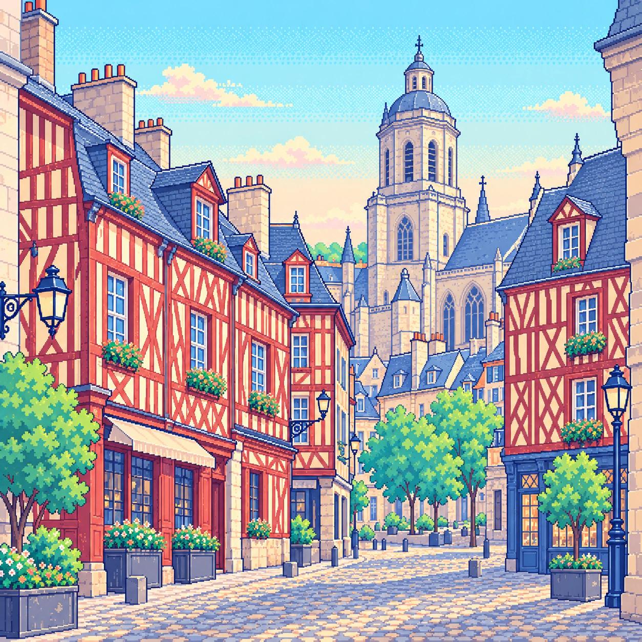 Pixel-art illustration of Rennes
