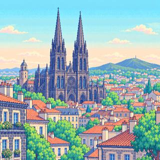 Pixel-art illustration of Clermont-Ferrand