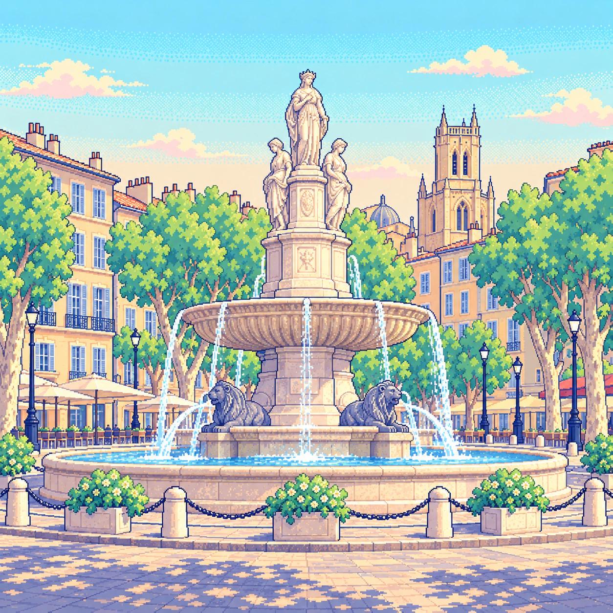 Pixel-art illustration of Aix-en-Provence