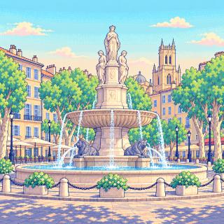 Pixel-art illustration of Aix-en-Provence