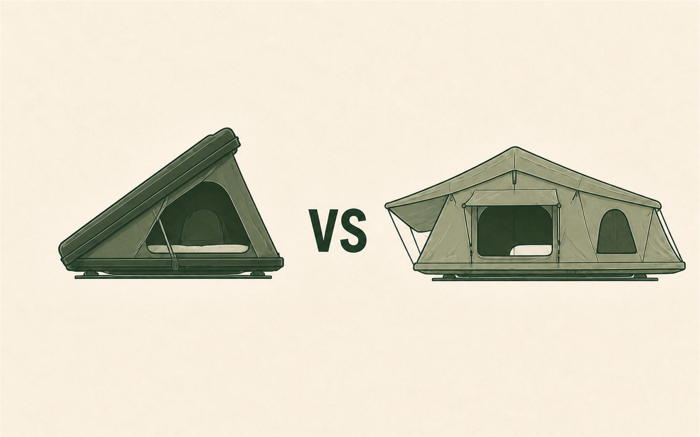 Hard-shell rooftop tent compared with a soft-shell rooftop tent