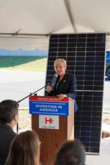 U. S. Energy Secretary Jennifer Granholm speaks at the Nexamp and Heliene event