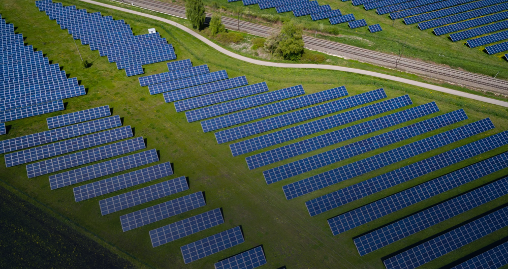 Two rows of solar panels