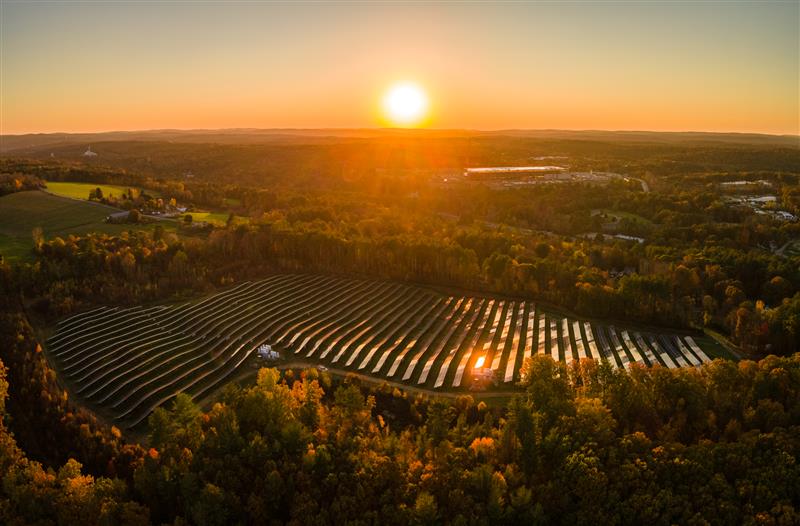 Solar farm sunrise