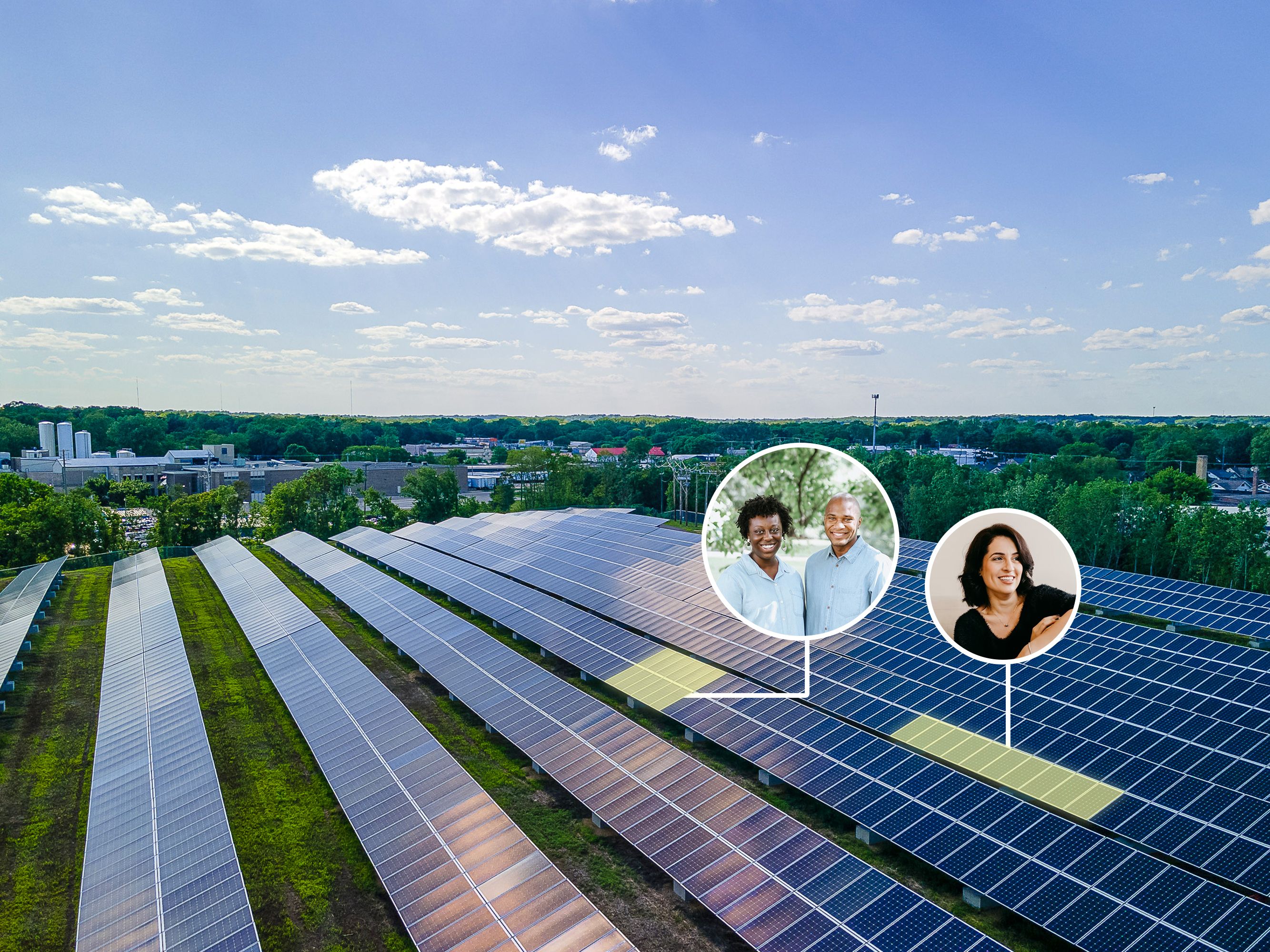 people and solar panels 