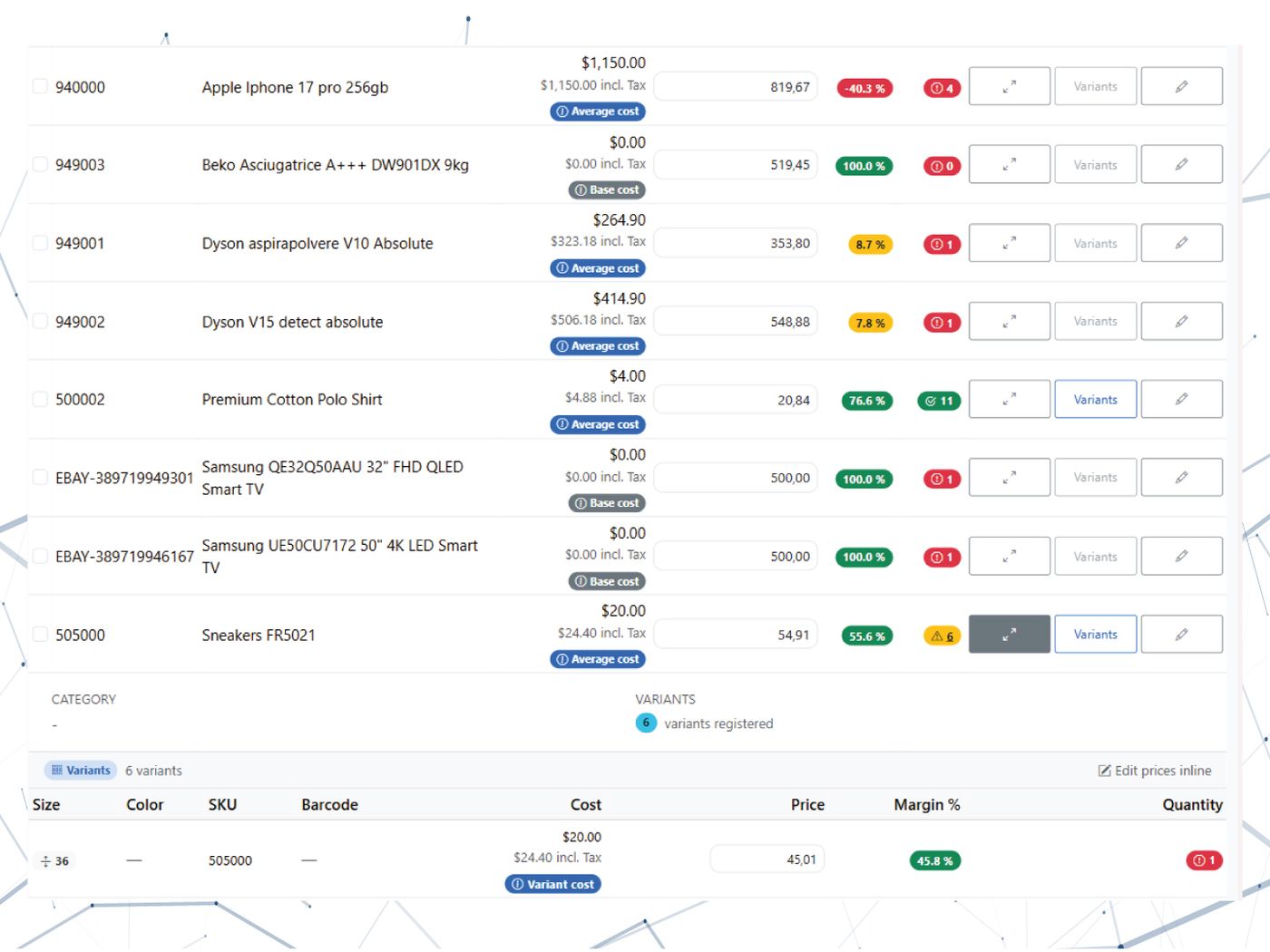 Aggiornamenti centralizzati di inventario