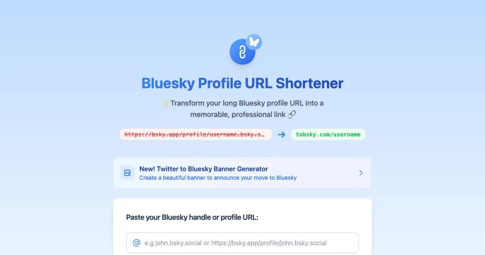 toBsky: Free Bluesky Profile URL Shortener