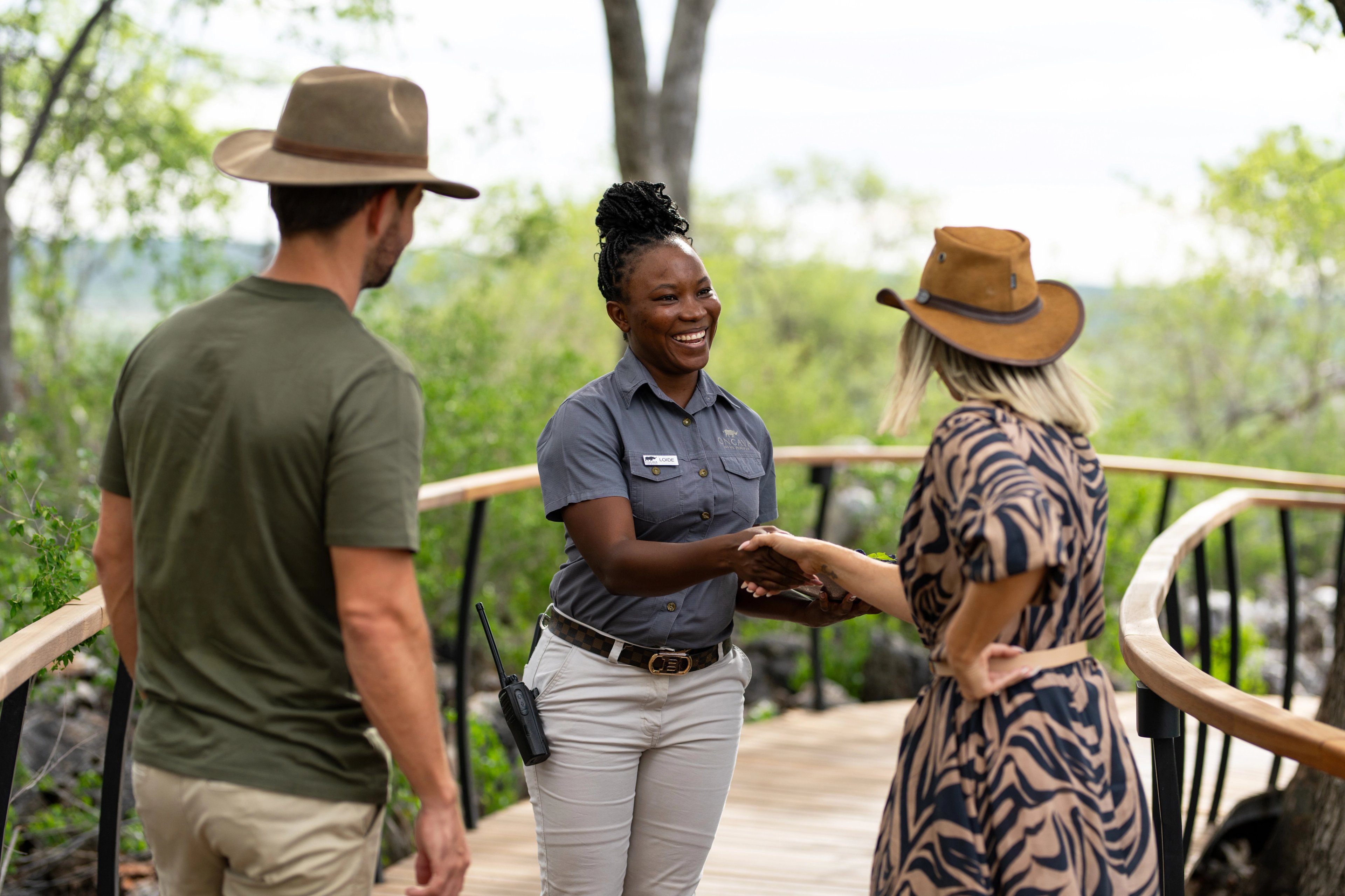 Guests arriving at Little Ongava are welcomed by Loide. 