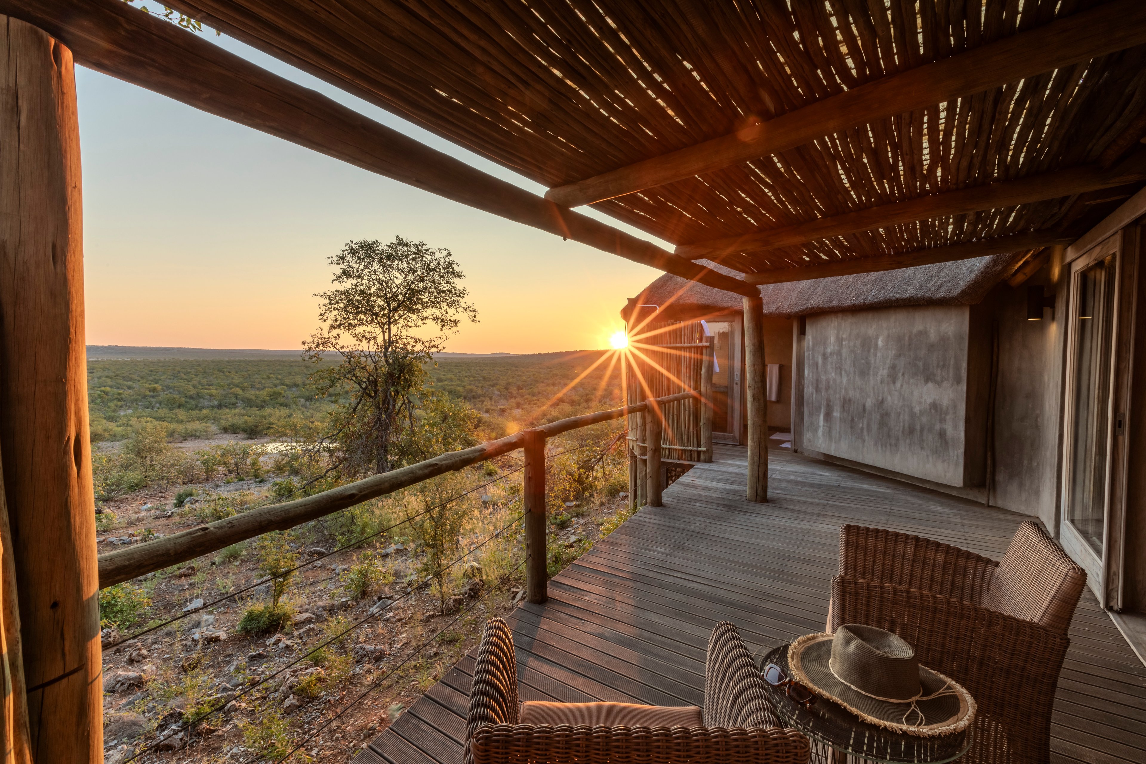 Sunset At Ongava Lodge Chalet Deck