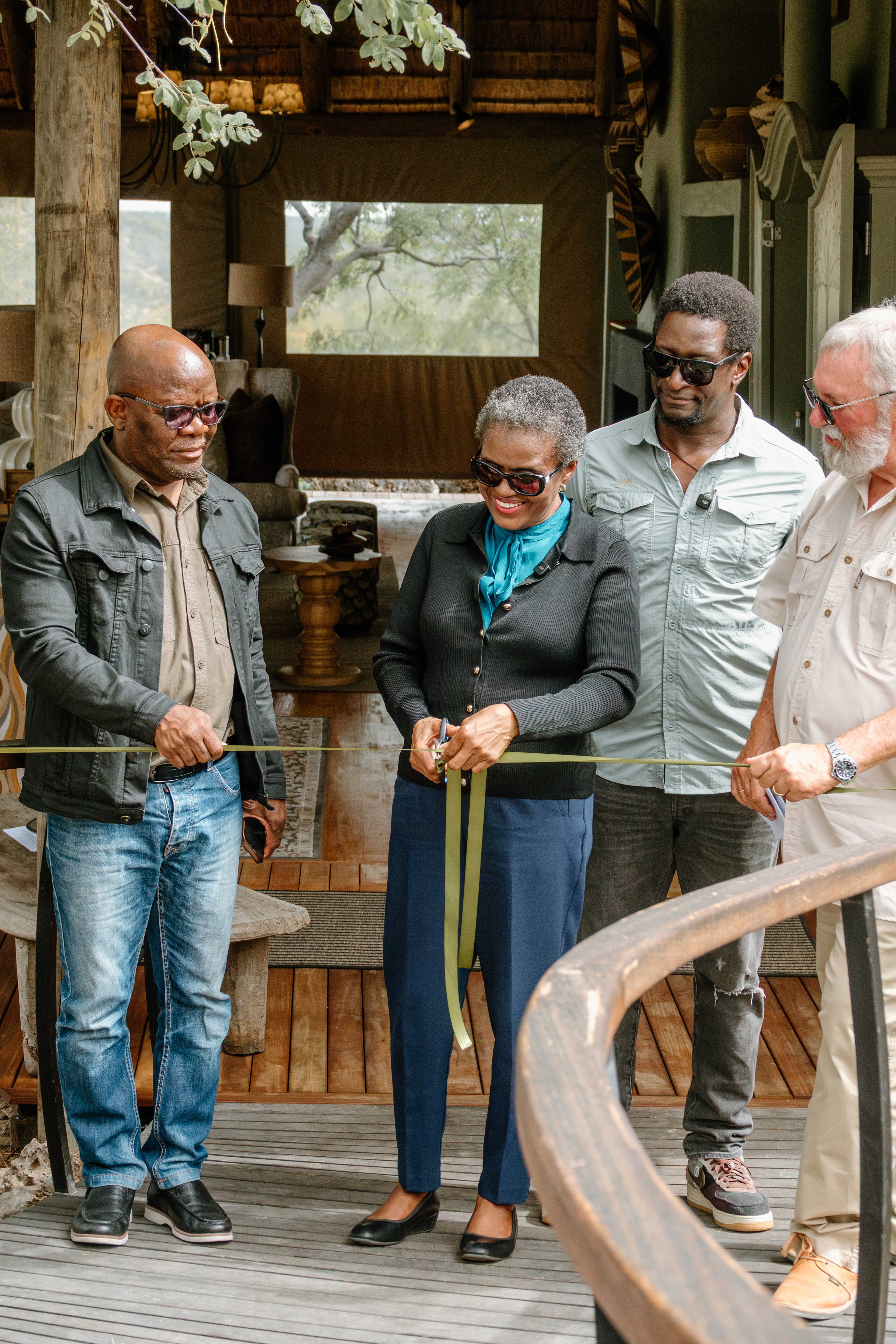 Hon. Indileni Daniel, Minister of Environment, Forestry and Tourism, officiates the opening of Horizon by Ongava during the ribbon-cutting ceremony.