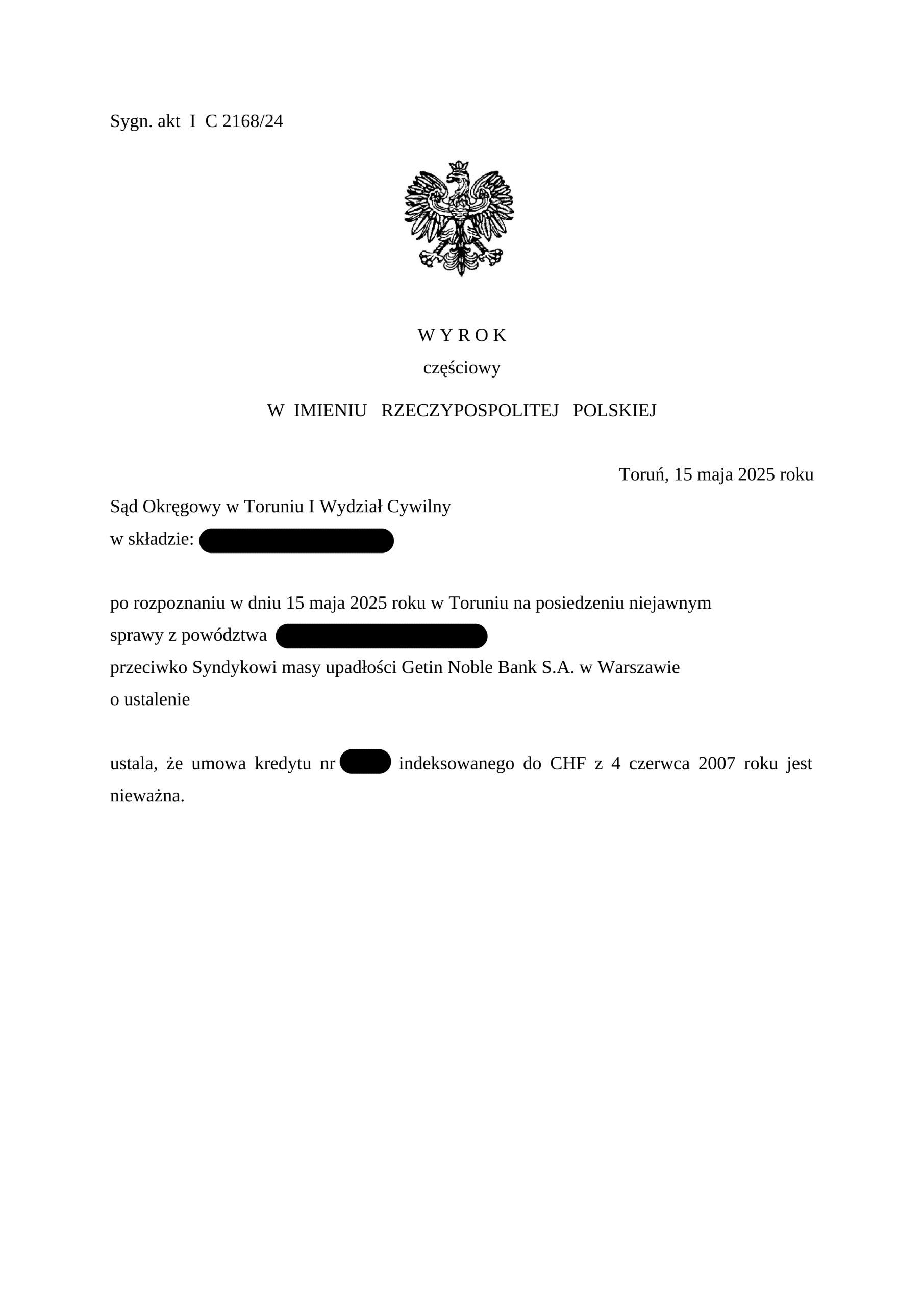 Fragment wyroku w sprawie Pani Krystyny