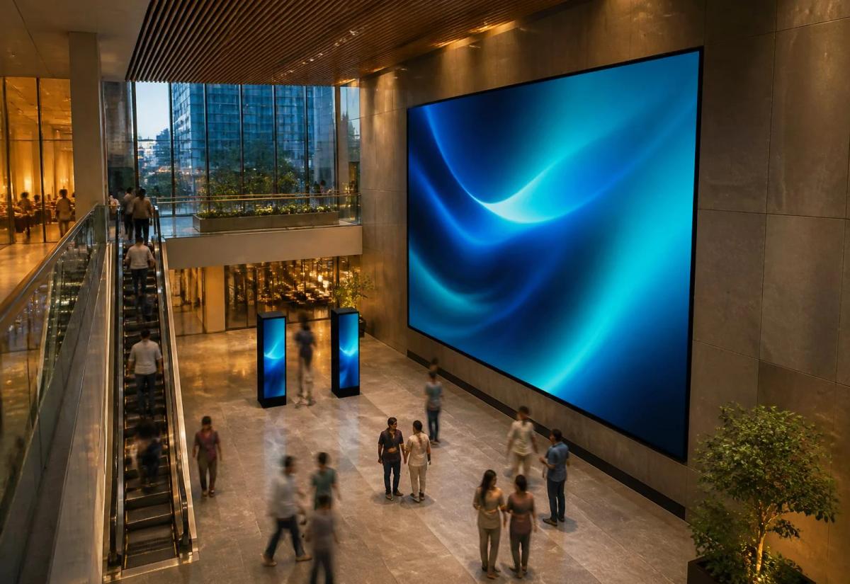 Large digital signage in a commercial interior