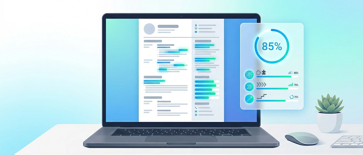 Illustration d’un CV moderne optimisé pour les ATS sur un écran d’ordinateur