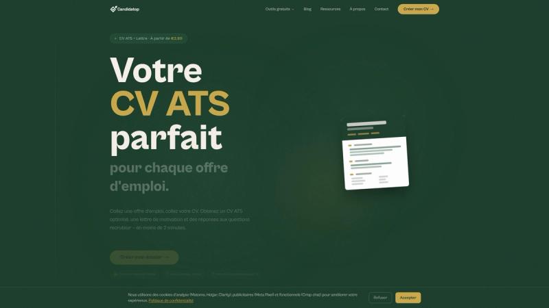 Candidatop — outil de génération de CV optimisé ATS