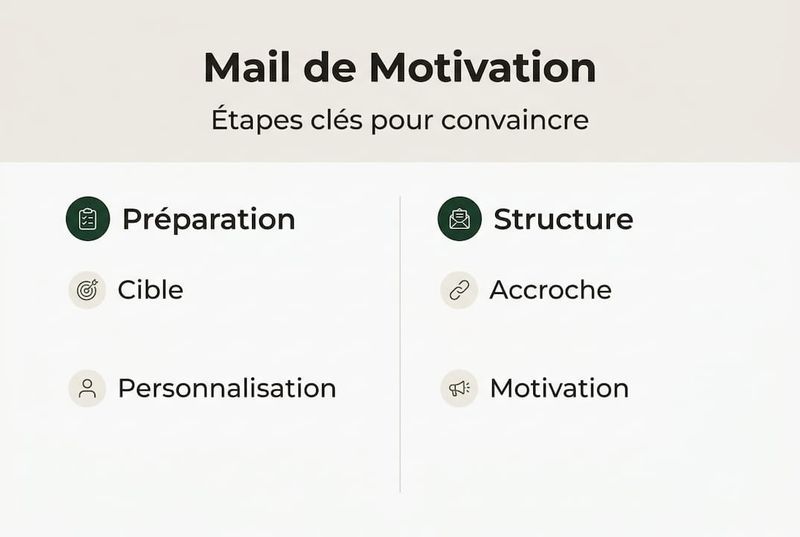 Infographie : les étapes incontournables pour rédiger un mail de motivation