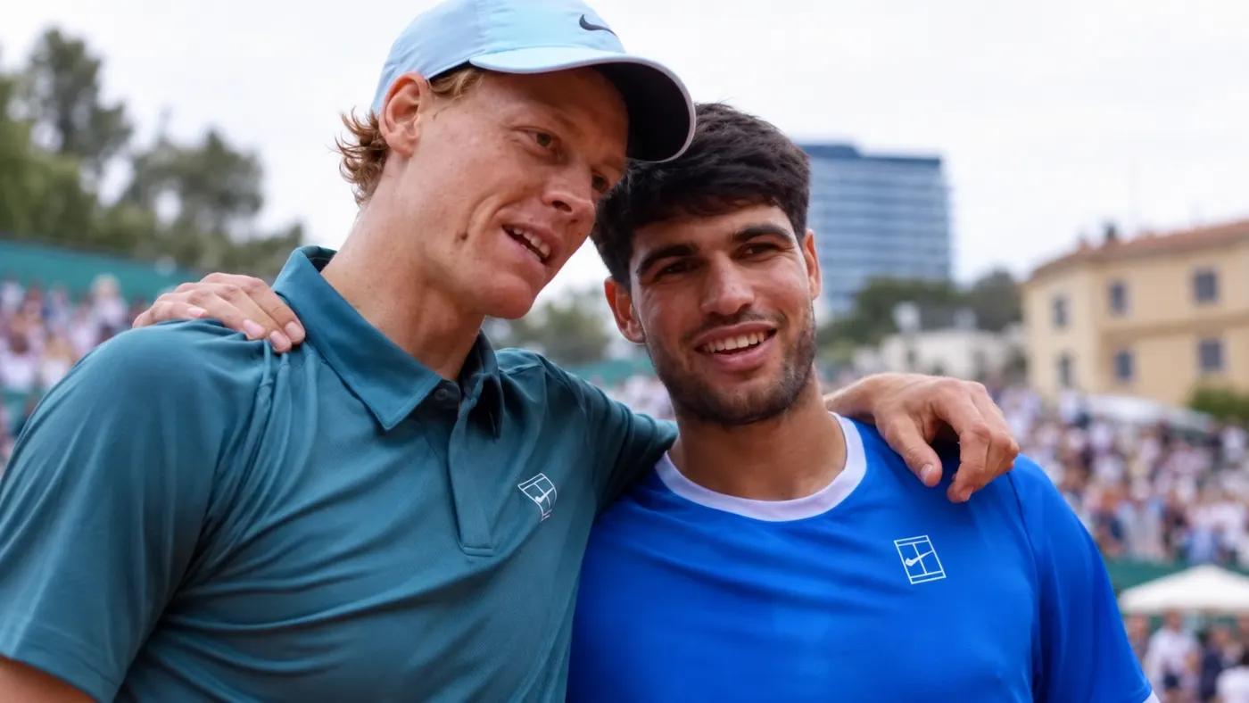 Sinner e Alcaraz si abbracciano dopo la finale a Monte Carlo 2026