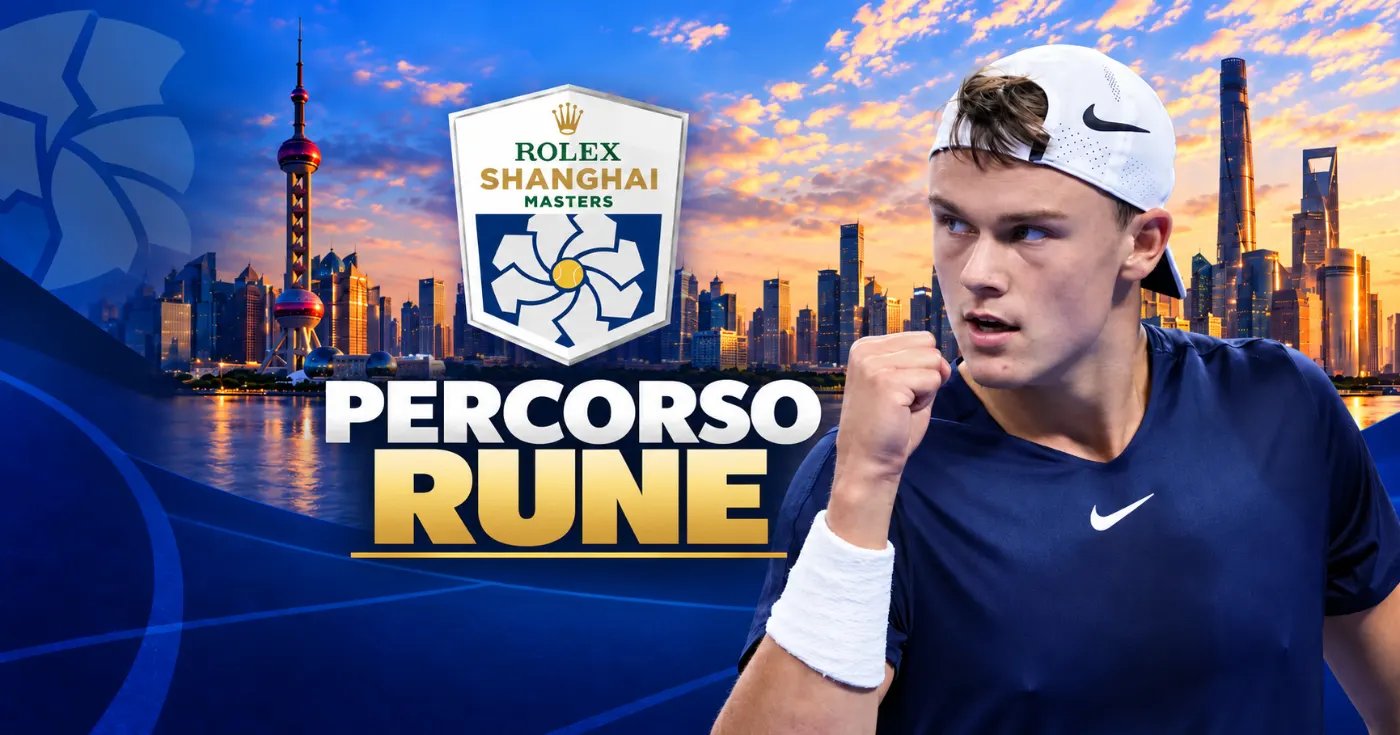 Rune und das Logo des Masters 1000 von Shanghai