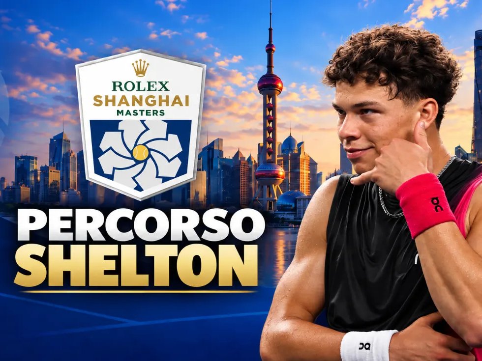 Shelton und das Logo des Masters 1000 von Shanghai