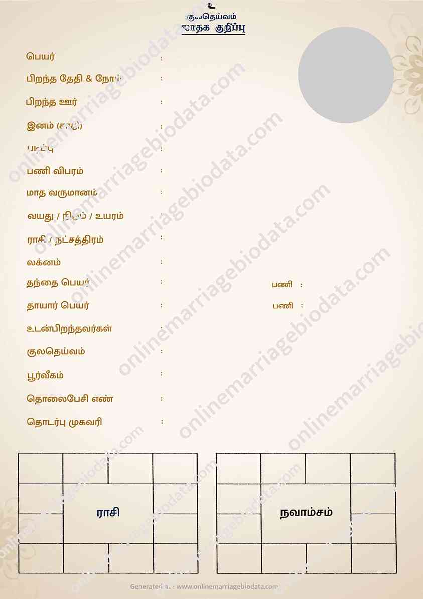 Marriage Biodata Template 6 