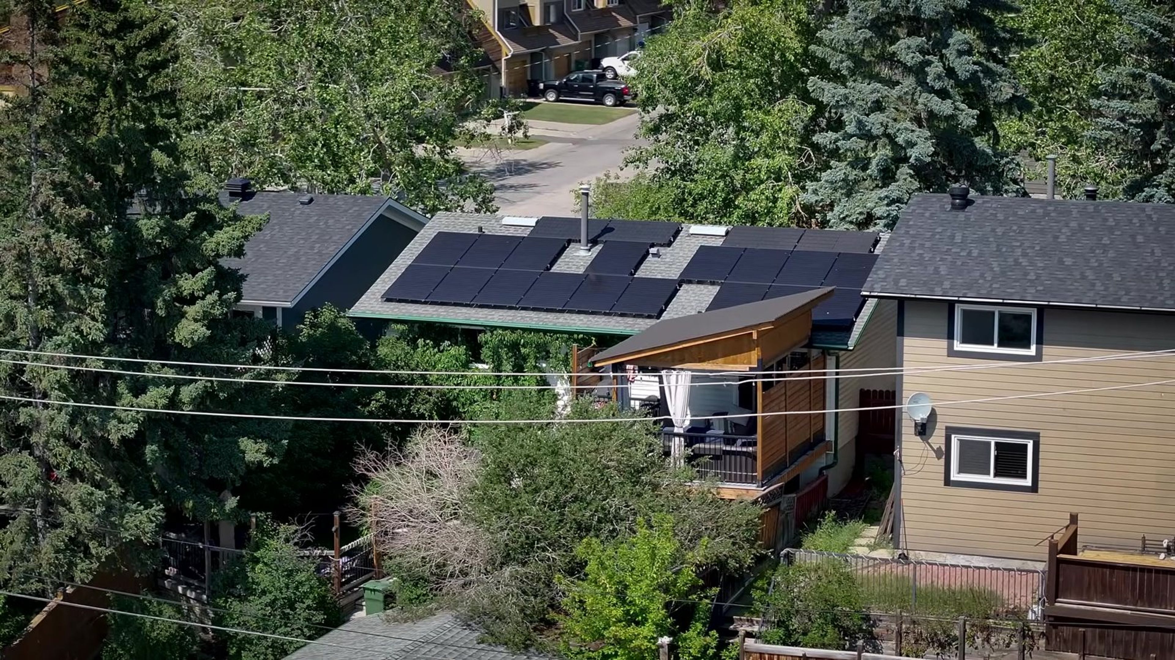 Aerial view of the solar panels on Paul’s roof
