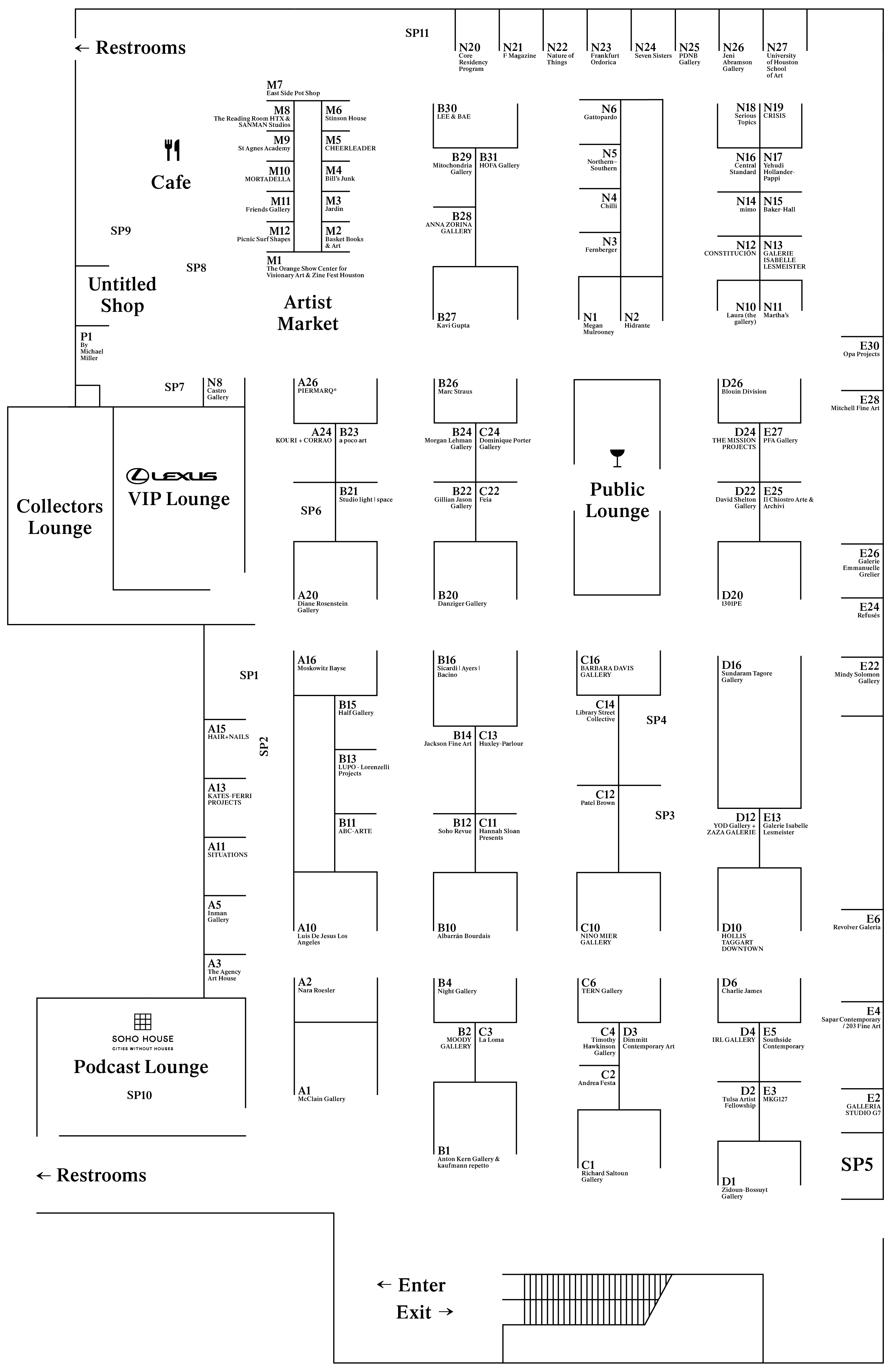 a map of the Untitled Art Fair outlining where each booth is