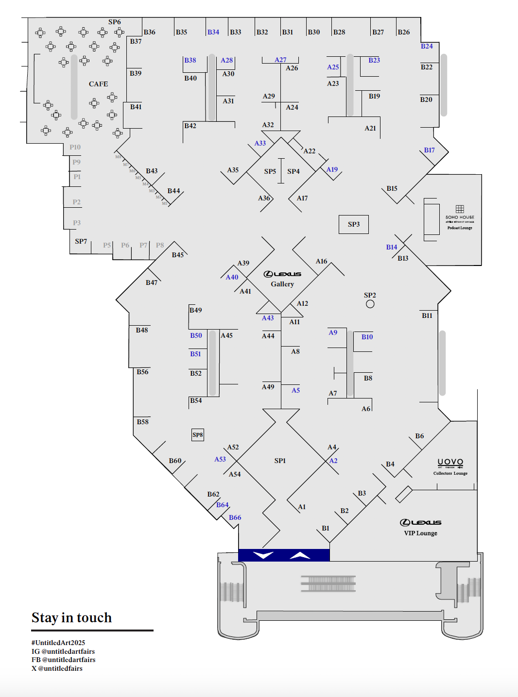 image of a map of the Untitled Art Fair outlining where each booth is