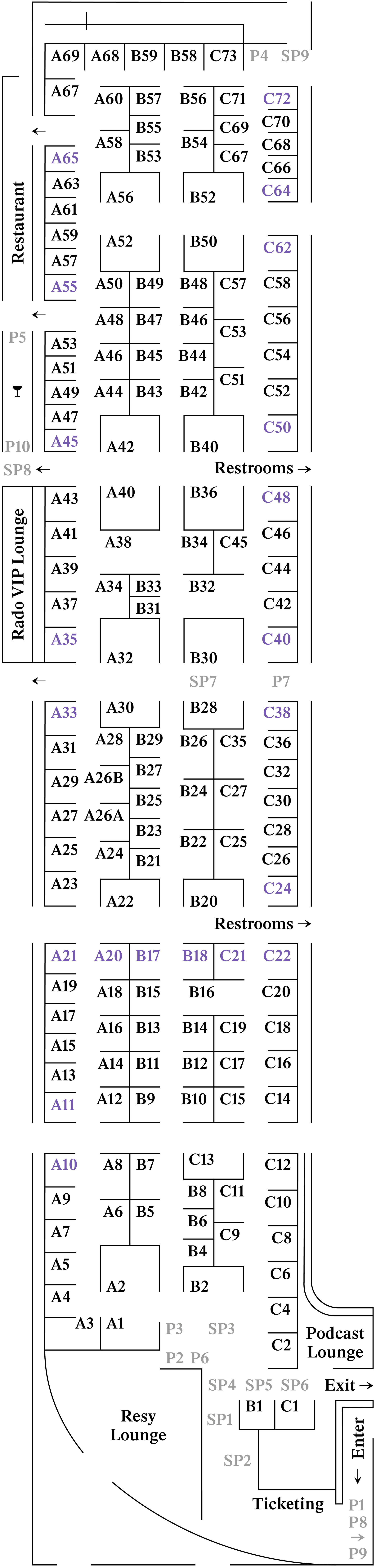 image of a map of the Untitled Art Fair outlining where each booth is