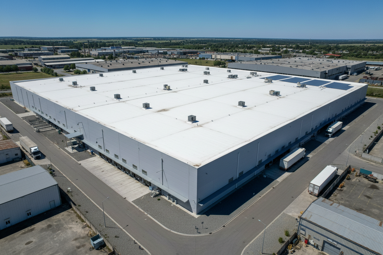 Grande copertura industriale piana