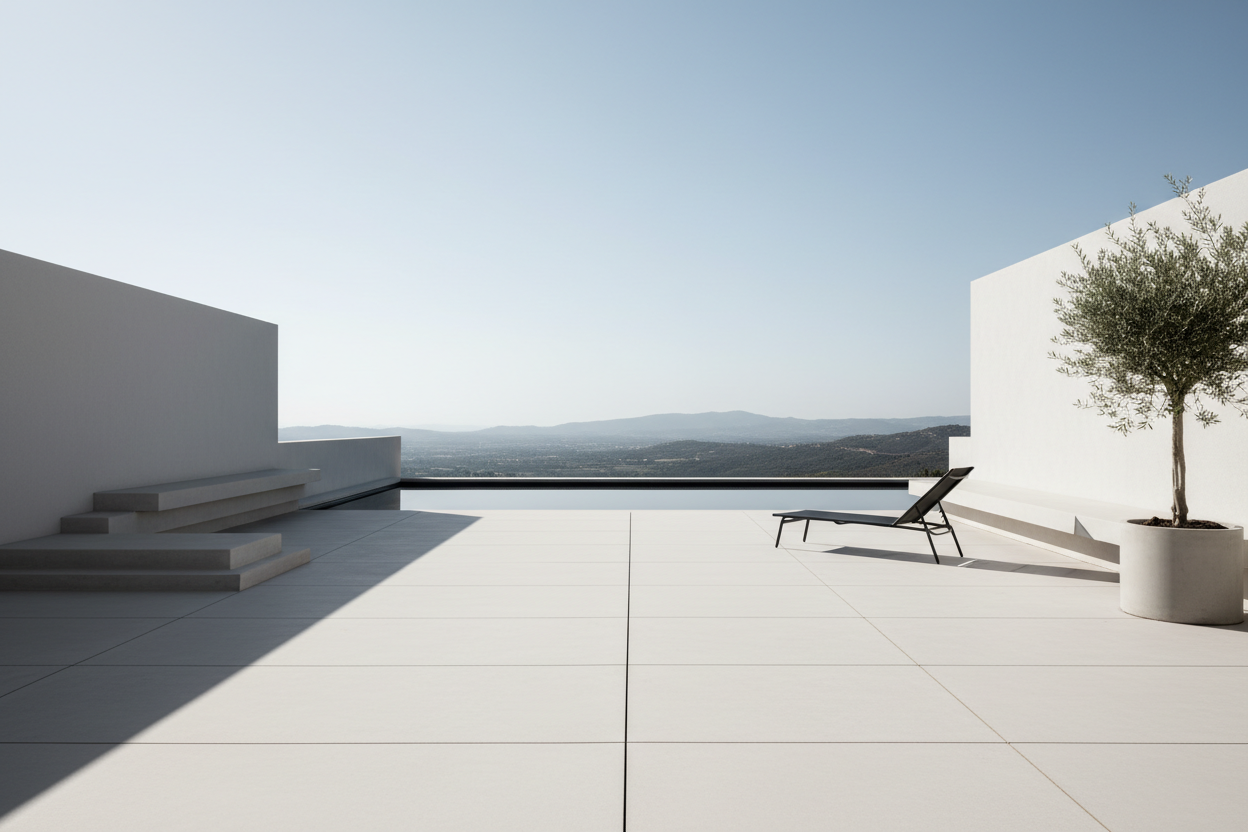 Terrazza moderna con grandi superfici continue