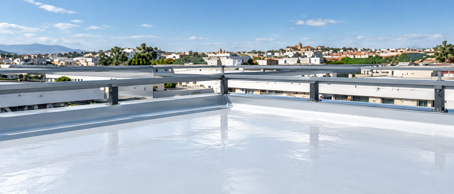 Copertura piana risanata con superficie impermeabilizzata continua