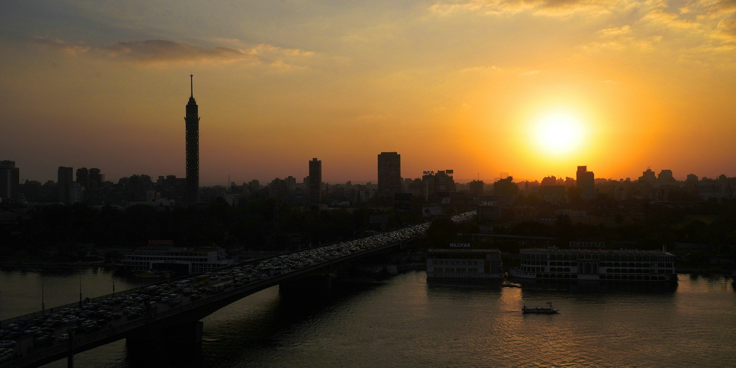 Sunset over the Nile and the Cairo Tower