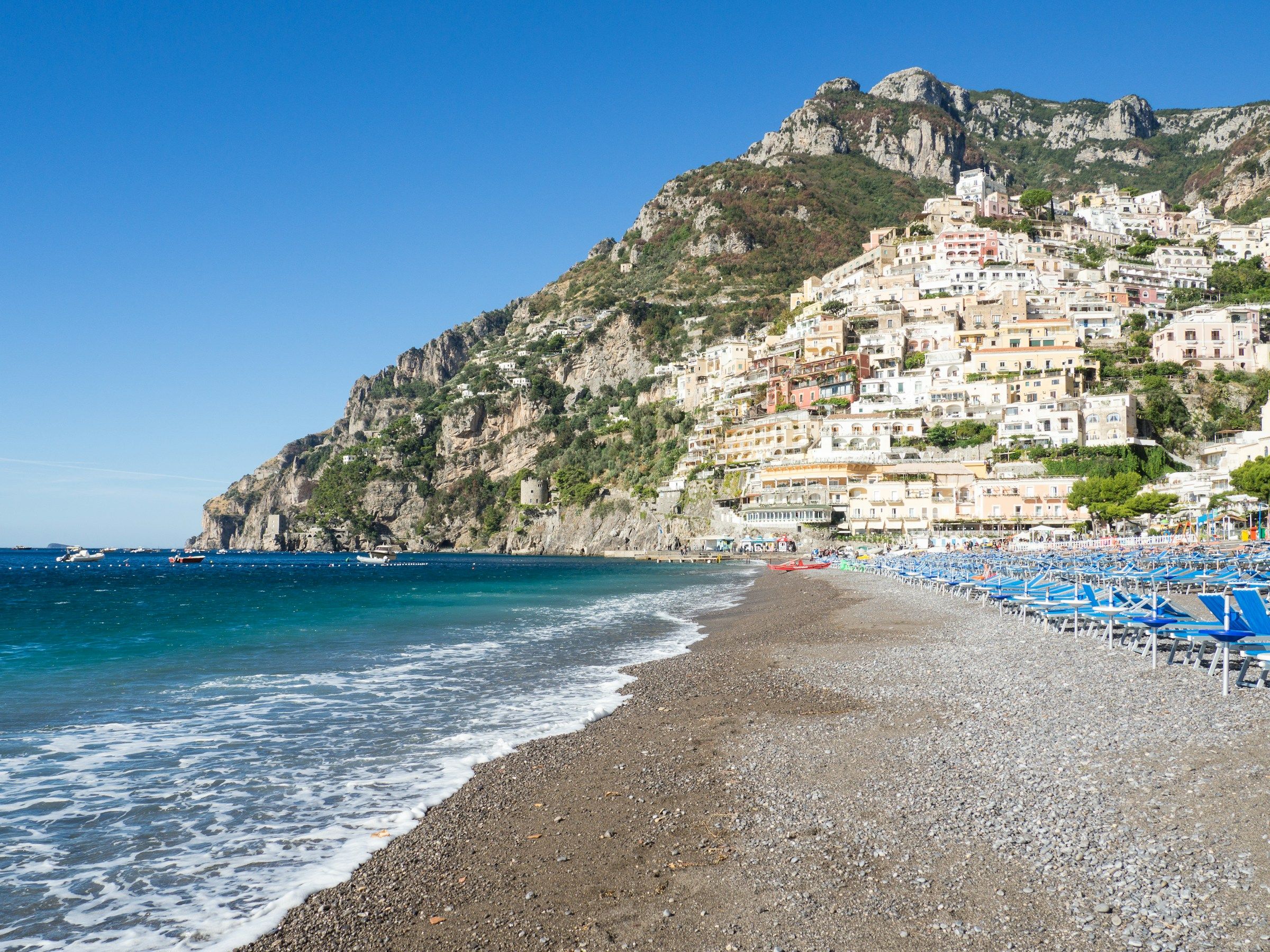 The beach at Positano on the Amalfi Coast