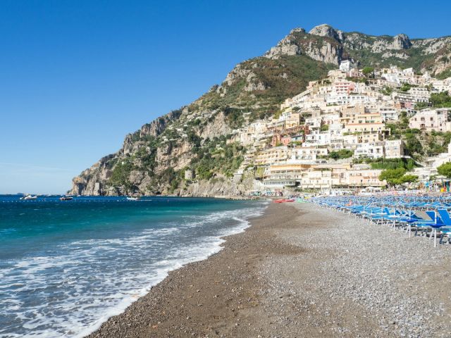 The beach at Positano on the Amalfi Coast
