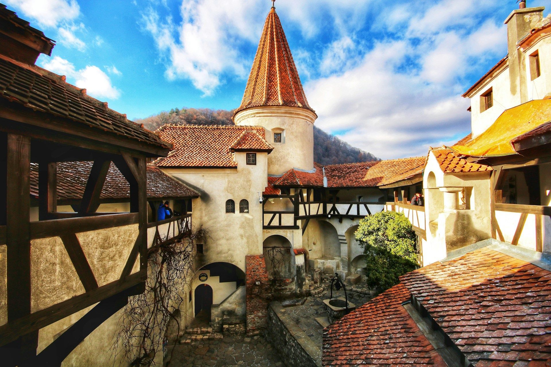 The towers and roofs of Bran Castle