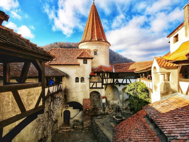 The towers and roofs of Bran Castle