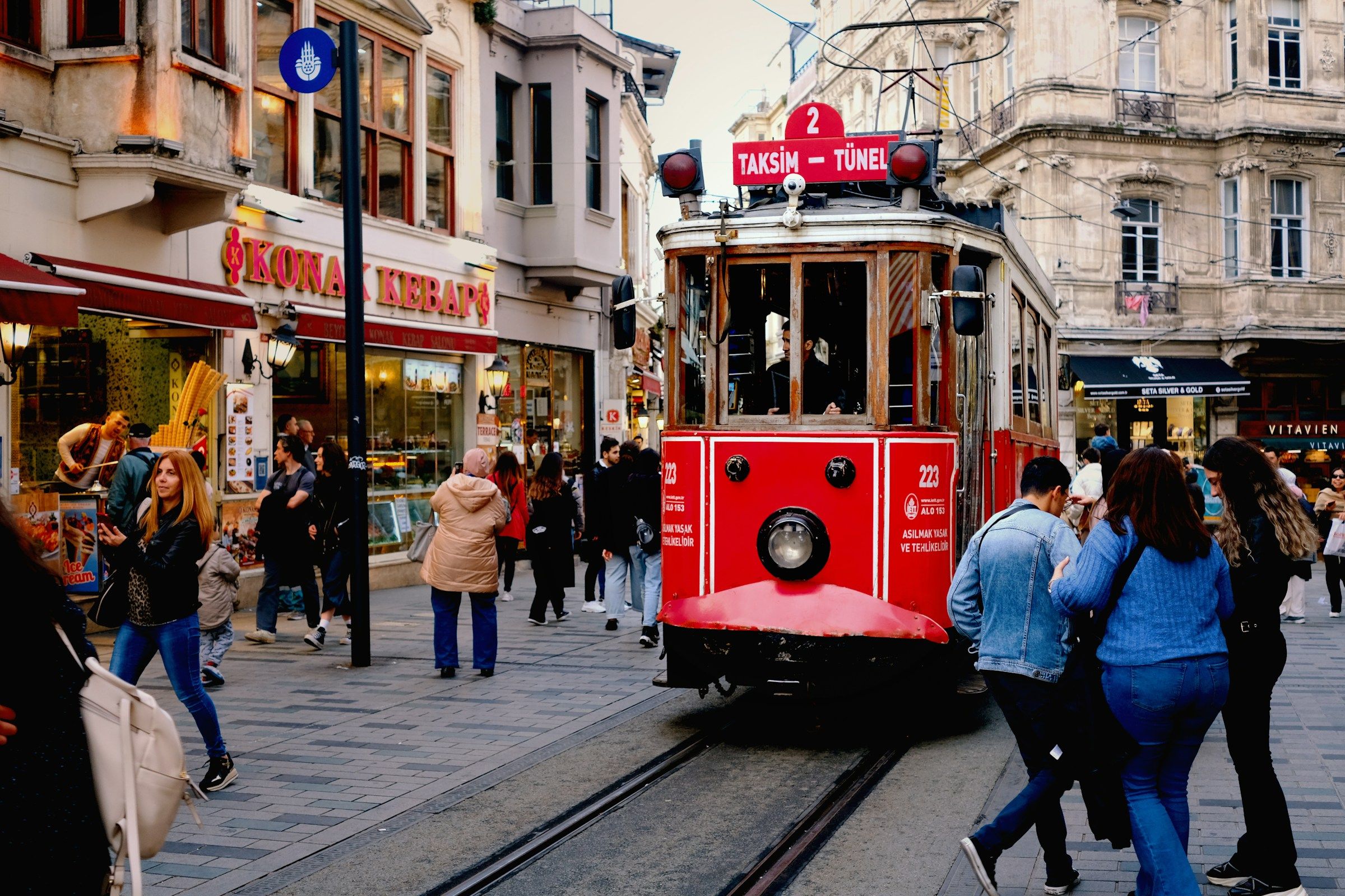 The nostalgic tram on Istiklal Street, Istanbul