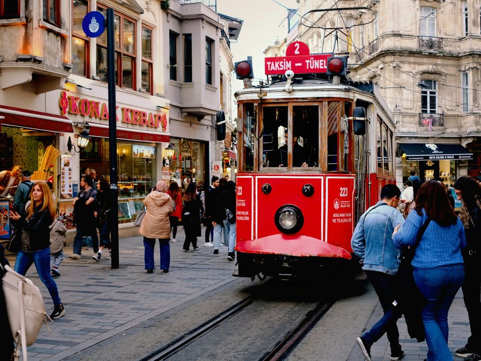 The nostalgic tram on Istiklal Street, Istanbul
