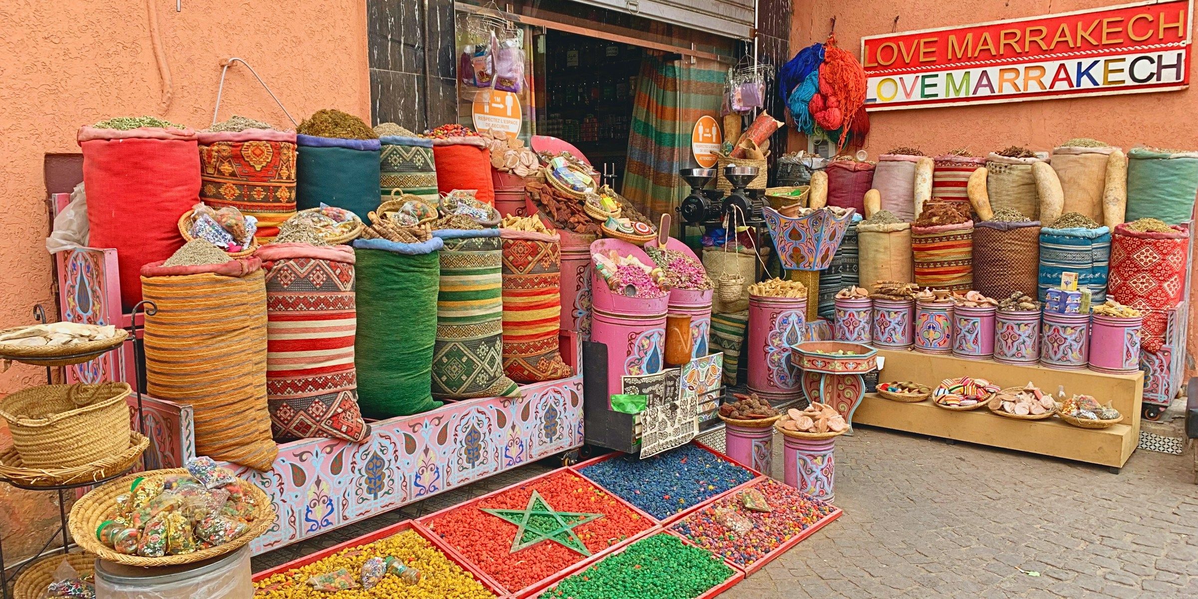 A spice stall in the Marrakech medina