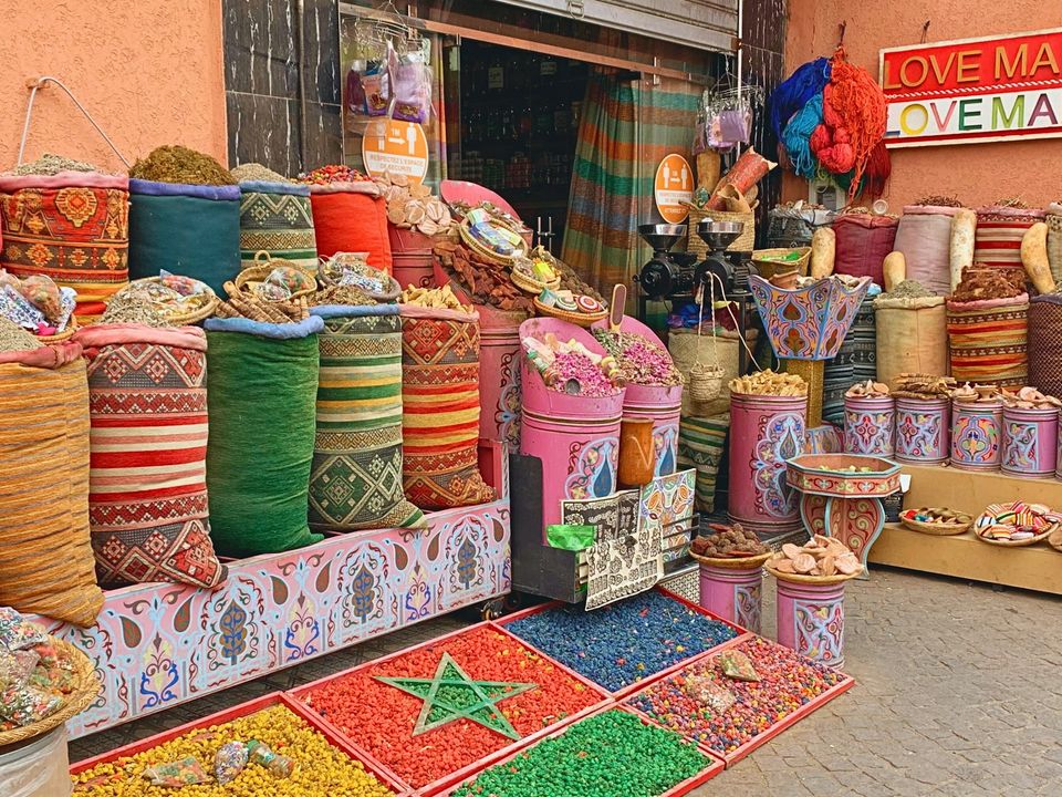 A spice stall in the Marrakech medina