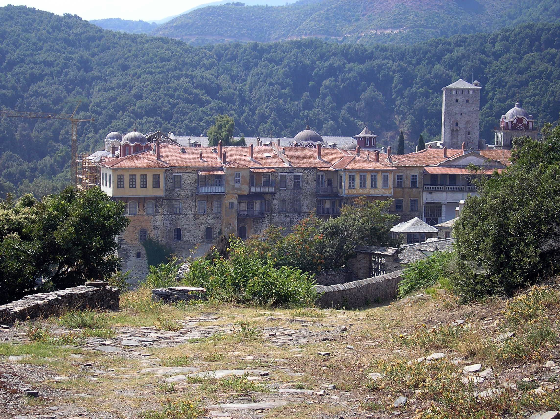 Iviron Monastery among the forests