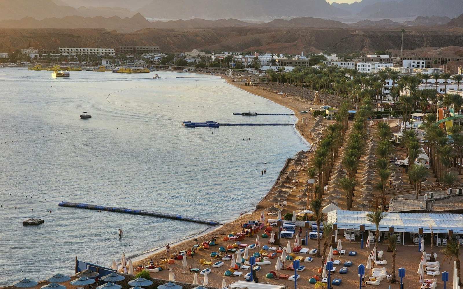 The beach and resort at Sharm el Sheikh, on the Red Sea