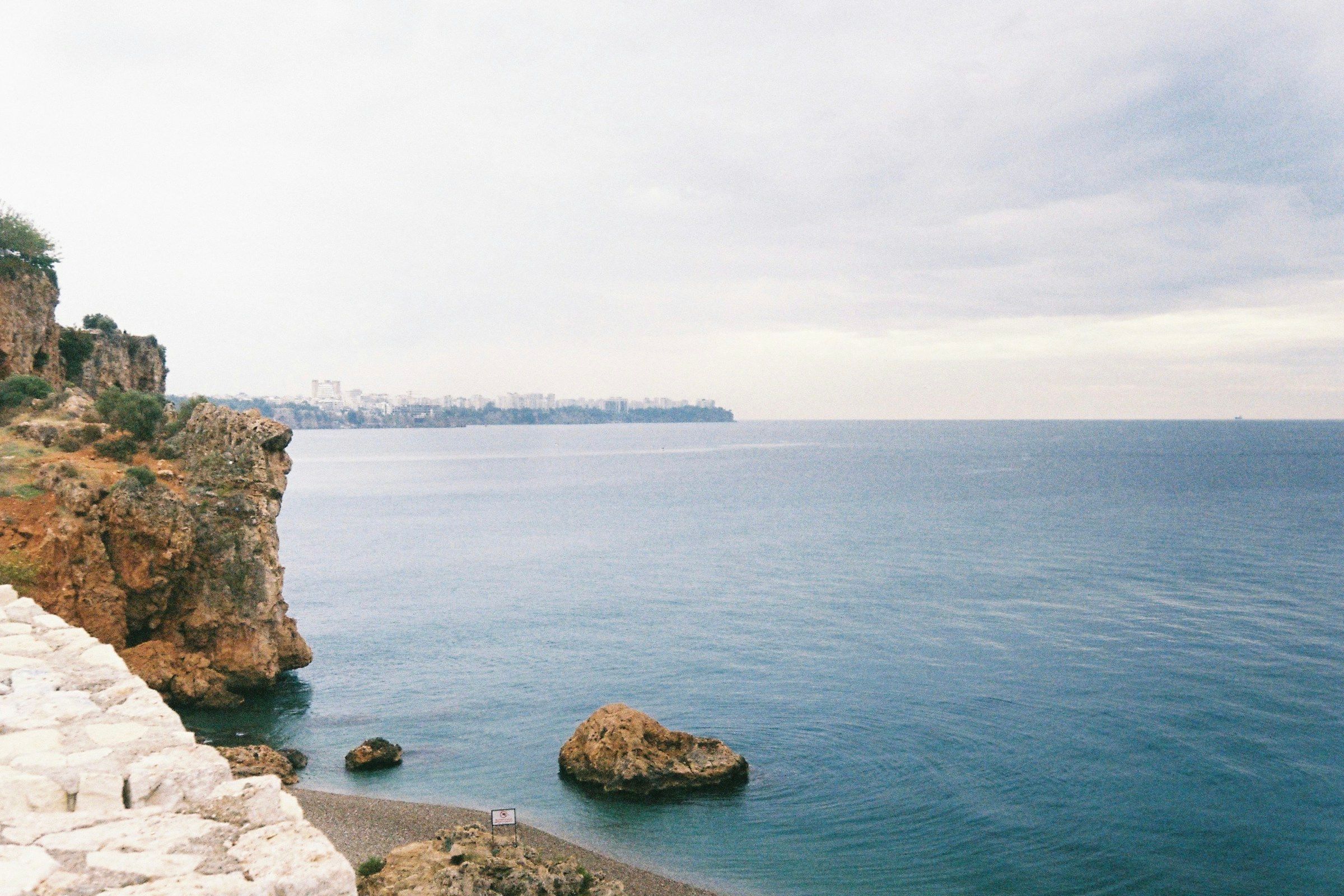 Rocky cliffs and the sea at Antalya