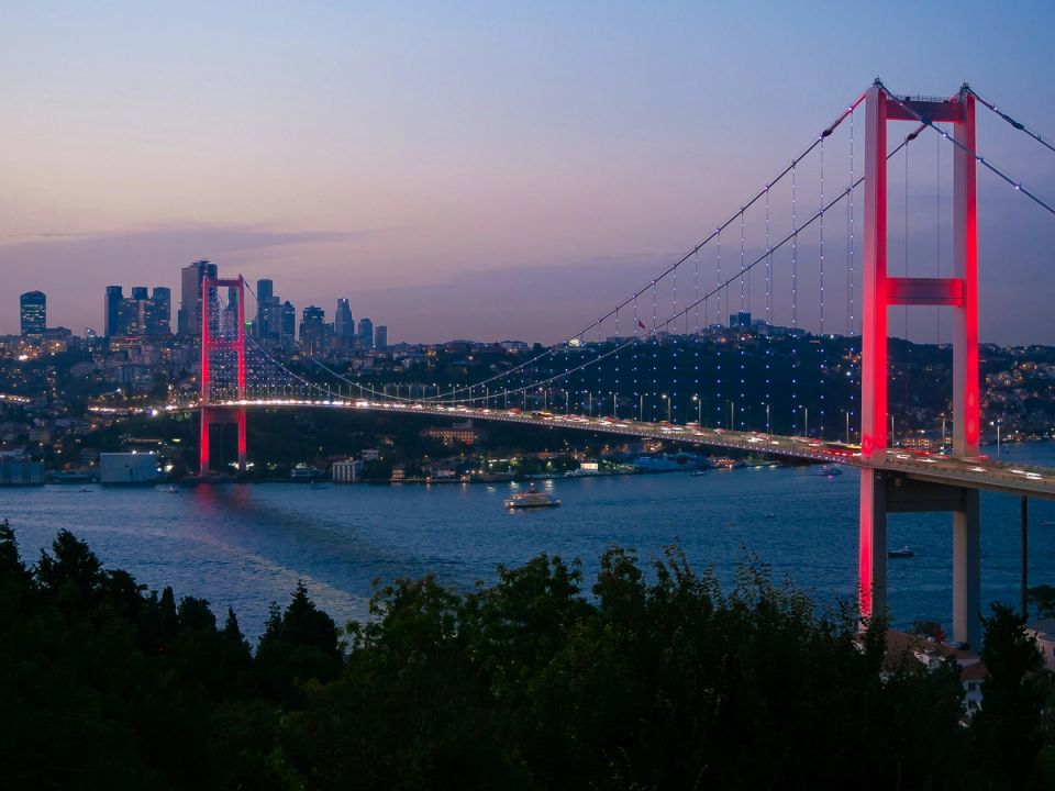 The Bosphorus Bridge at sunset, Istanbul
