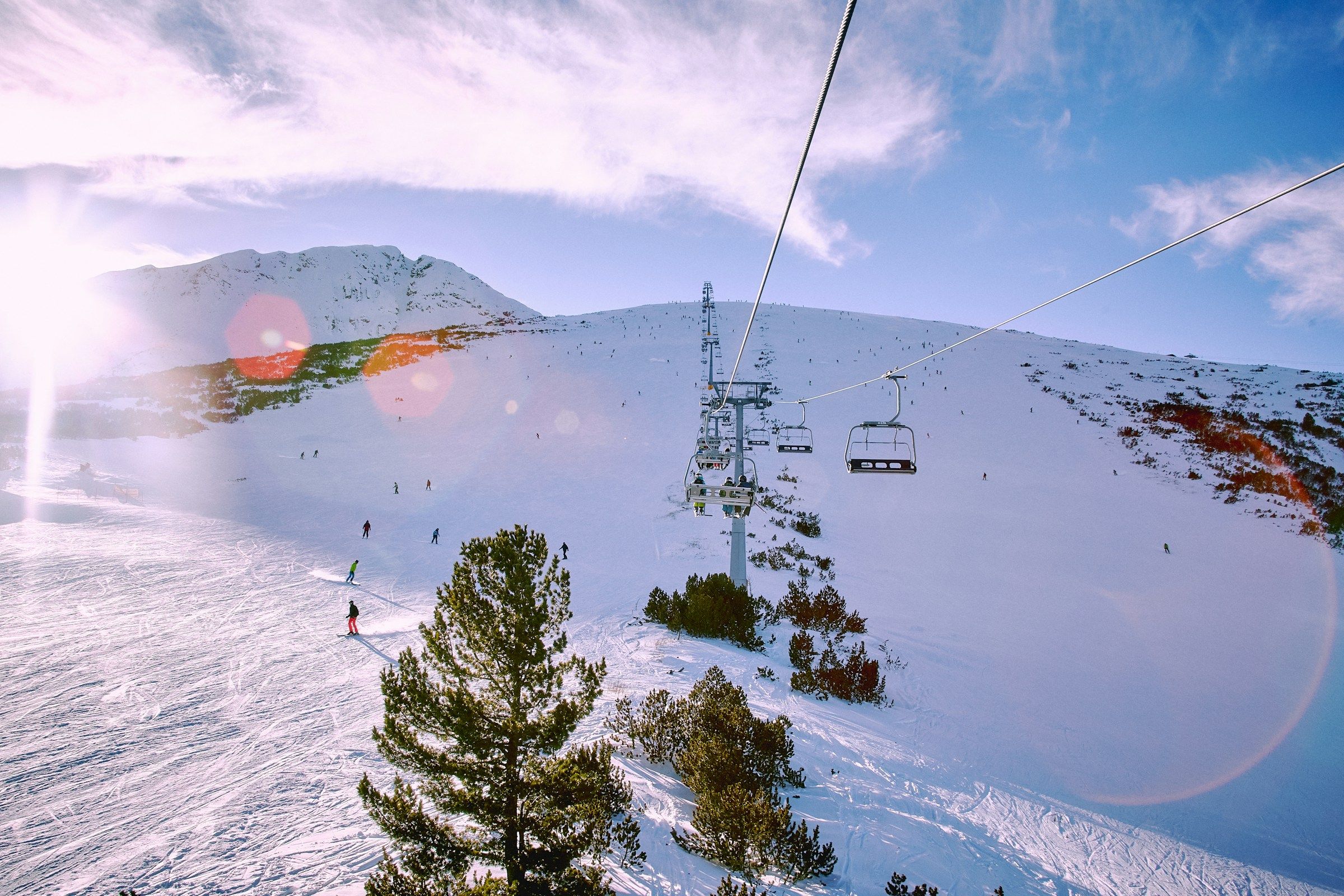 A ski slope and chairlift in Bansko