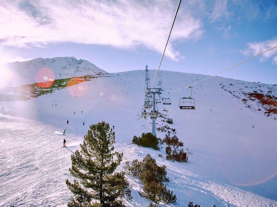 A ski slope and chairlift in Bansko